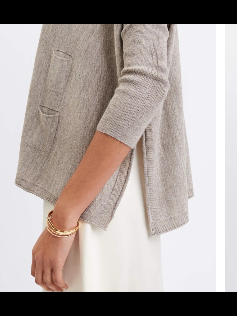 Mer Sea Relaxed Boxy Knit Sweater in Light Taupe - Picture 4 of 4